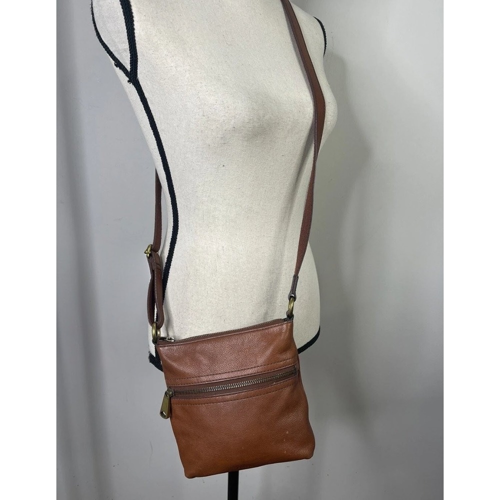 Fossil Voyager SM Crossbody Bag Brown Leather Small Messenger Brass Hardware